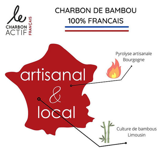 Artisanal and local French bamboo and charcoal made with Limousin bamboo and Bourguignon pyrolysis