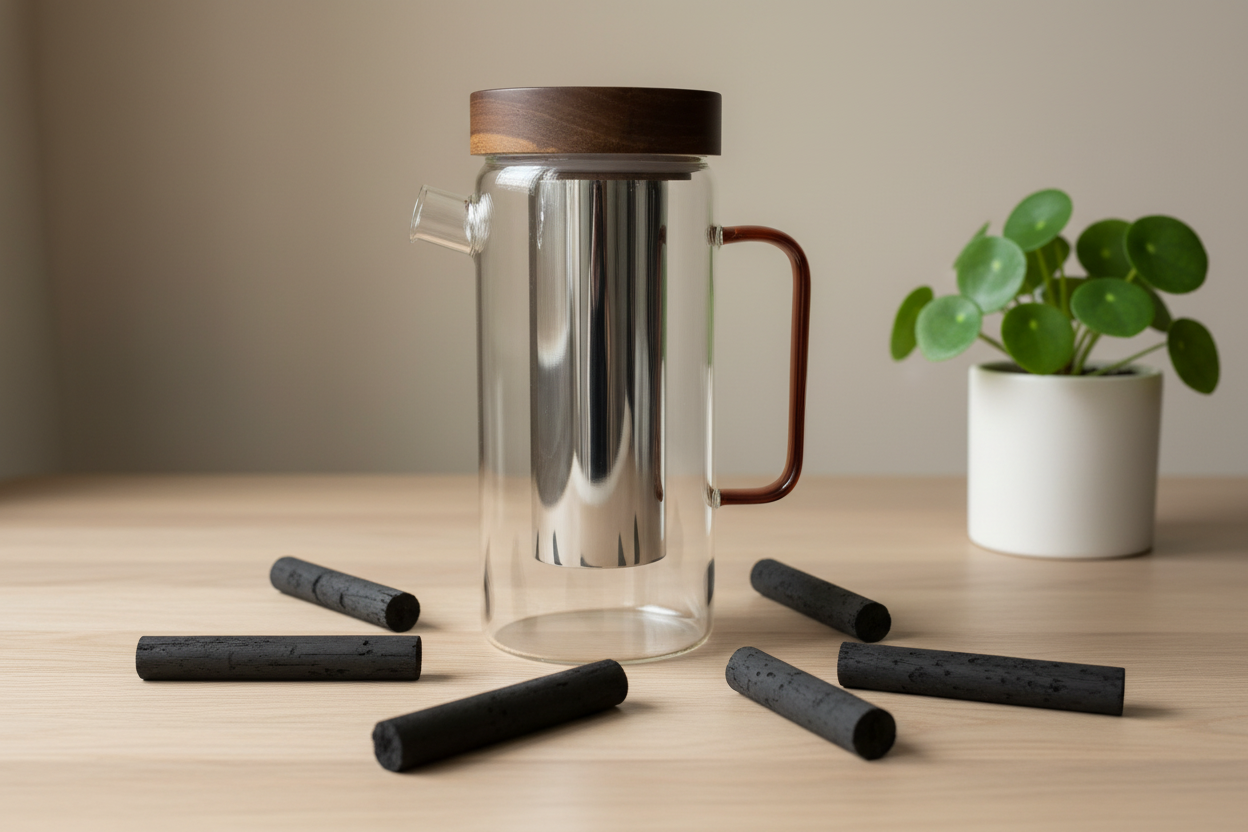 Carafe BIJIN + Bâtons Binchotan + Plante