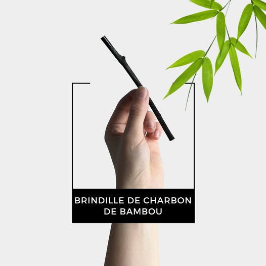 hand holding black bamboo charcoal straw eco-friendly reusable glass carafe and glass accessory